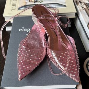 Stuart Weitzman Pink Crystal Studded Flats. Size 7.5